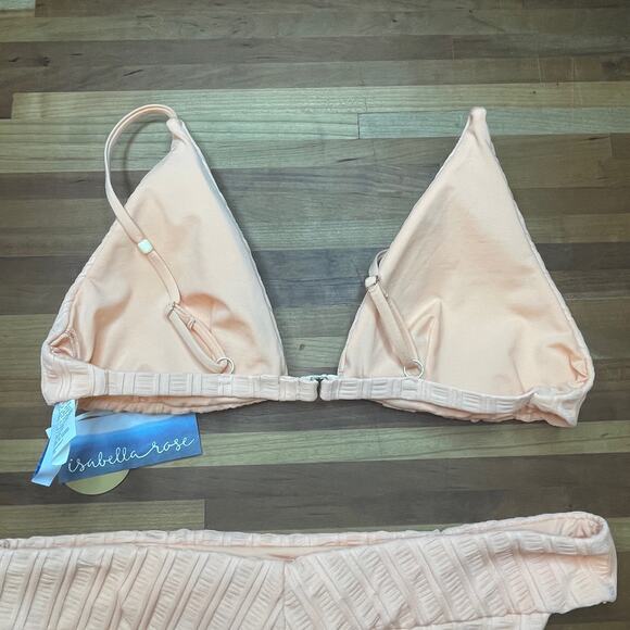 ISABELLA ROSE Champagne Beaded Bikini Top and Maui  bottom peach, Large - Picture 6 of 11